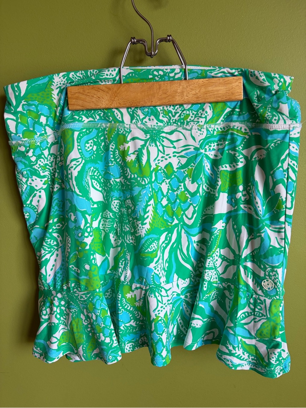 Lilly Pulitzer Luxletic Green & White Print Skort